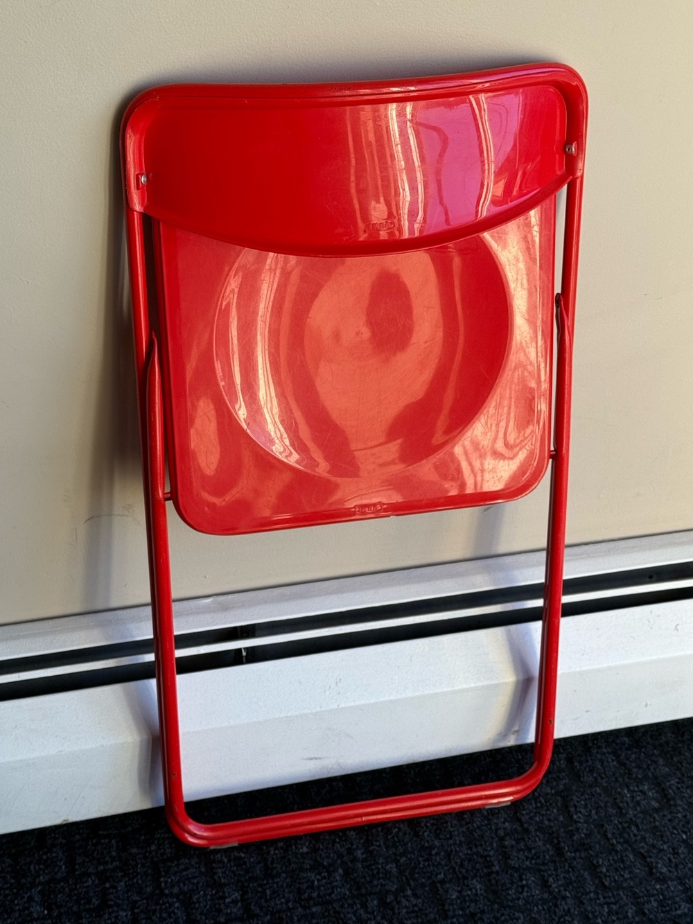 Red IKEA TED Vintage Folding Chair Metal Acrylic c1970s by Niels Gammelgaard